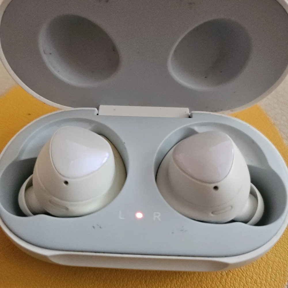 Samsung White Wireless Earbuds and case.